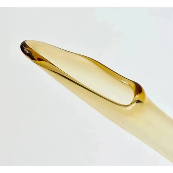 Viking Glass Co. Yellow Hand Blown Glass Retro Midcentury Modern Swung Vase - Picture 5 of 6